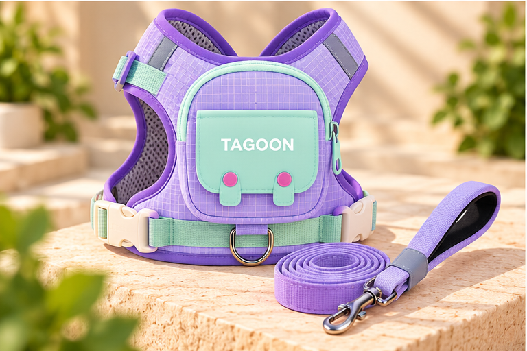 Arnés mochila TAGOON morado con correa
