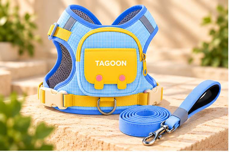 Arnés mochila TAGOON azul con correa